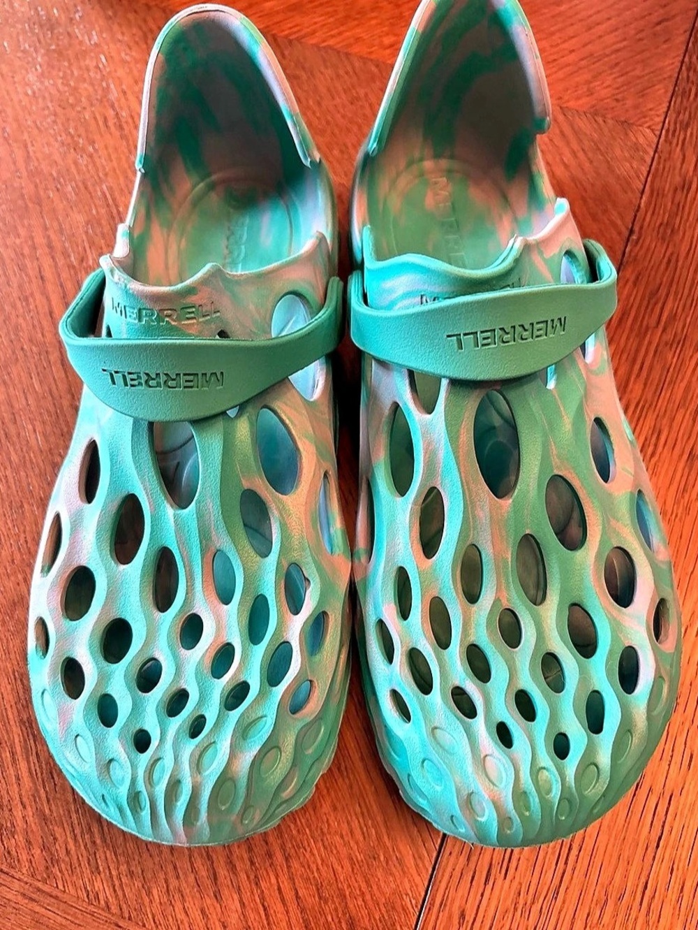 Merrell Hydro Moc Women’s 10 Aqua Green Tie Dye Water Shoes Clogs Sandals